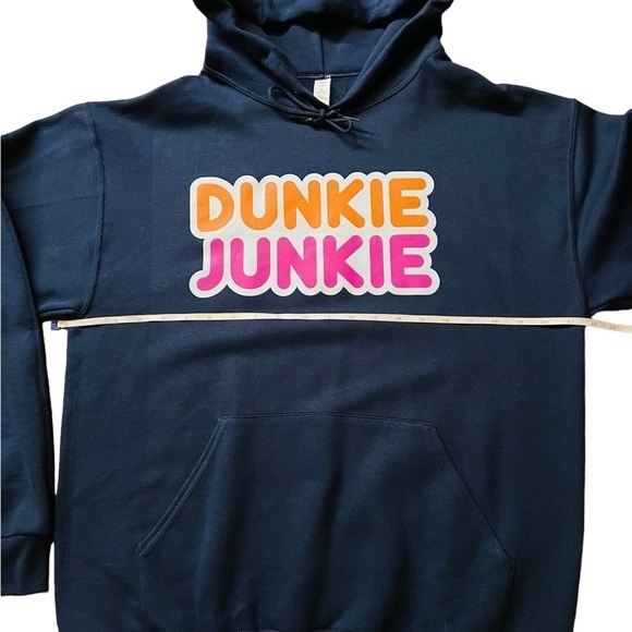 DUNKIN DONUTS MENS NAVY PULLOVER HOODIE SIZE MEDIUM - Picture 4 of 6